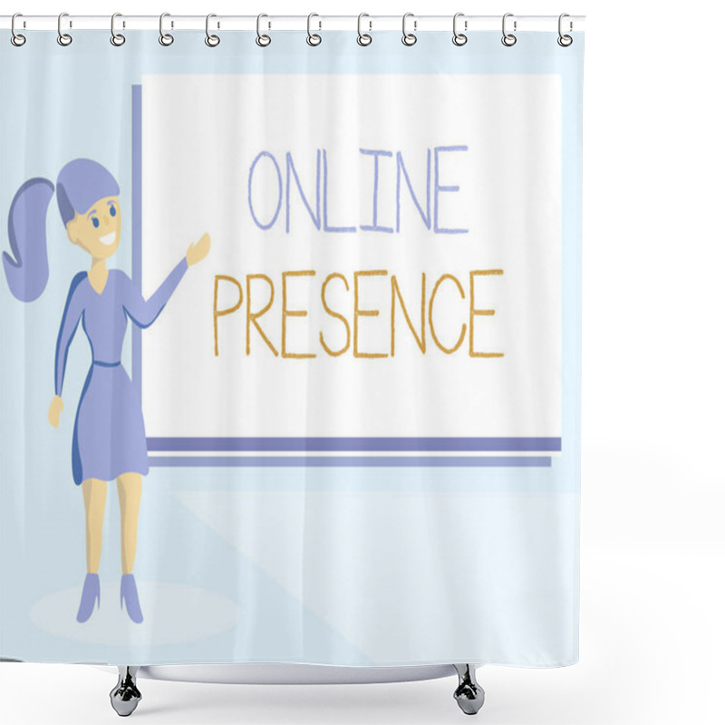 Personality  Word Writing Text Online Presence. Business Concept For Existence Of Someone That Can Be Found Via An Online Search Shower Curtains