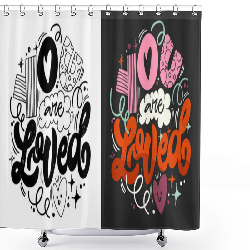 Personality  Cute Hand Drawn Trendy Lettering Quote. Lettering For T-shirt Design, Mug Print, Bag Print, Clothes Fashion. 100% Hand Drawn Vector Image. Shower Curtains