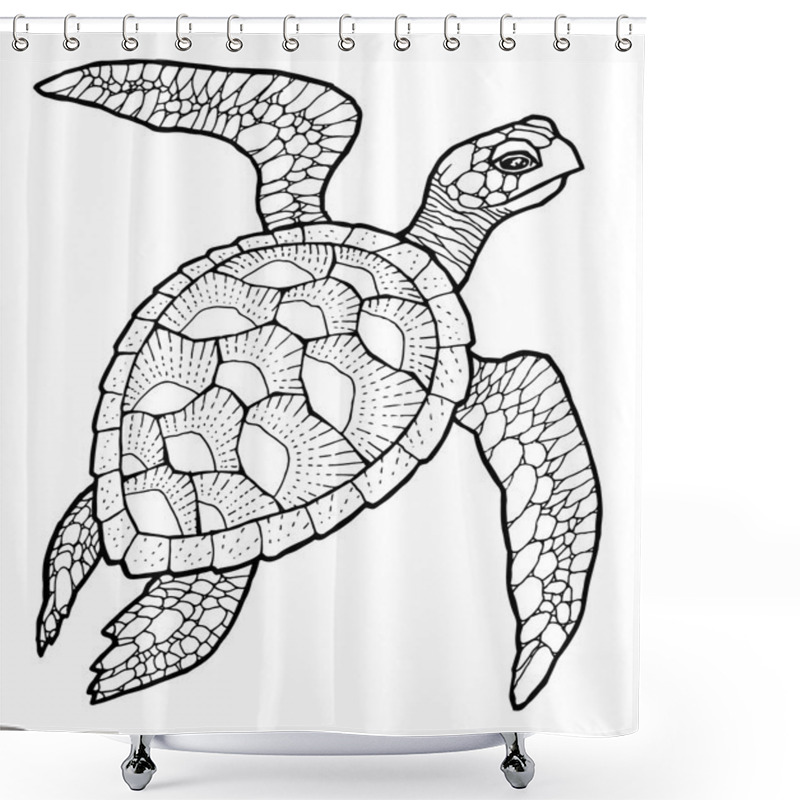 Personality  Sea Turtle - Vector Stylized Drawing Shower Curtains