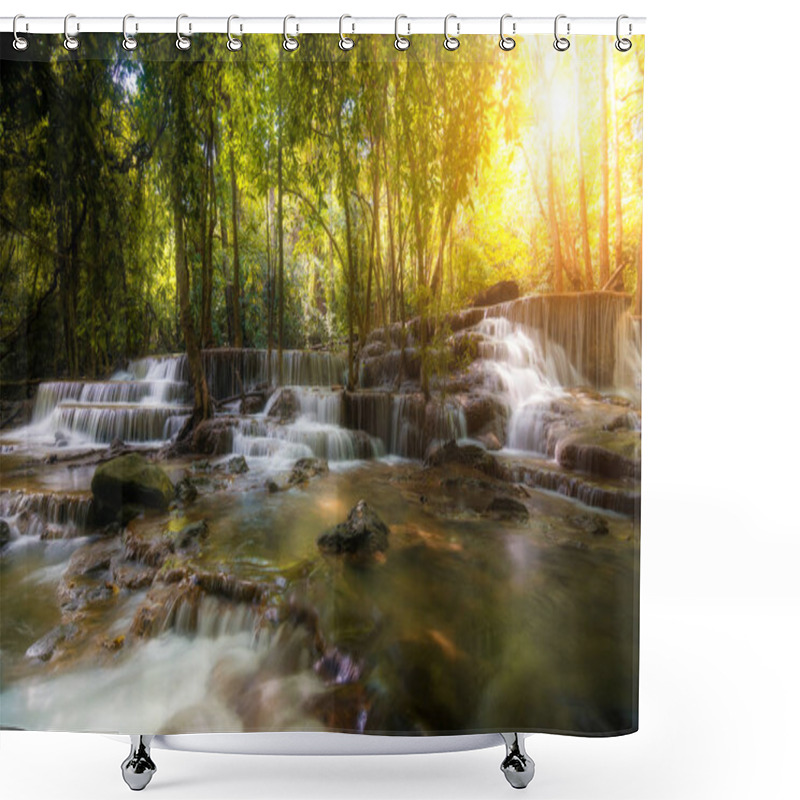 Personality  Huay Mae Kamin Waterfall, Beautiful Waterfall In Rainforest, Kan Shower Curtains