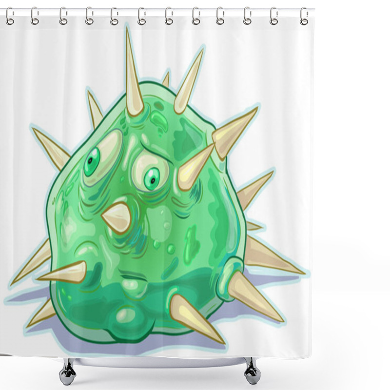 Personality  Vector Cartoon Slime Blob With Spikes Shower Curtains