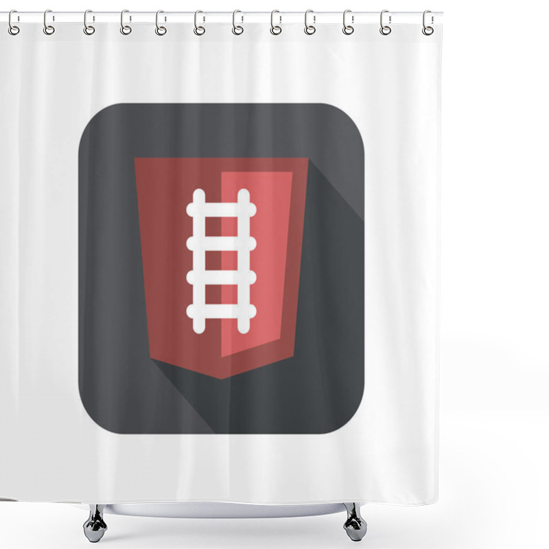 Personality  Illustration Of Ruby Programming Language Web Development Shield Sign - Rails. Isolated Simple Flat Red Icon With Long Shadow On White Shower Curtains