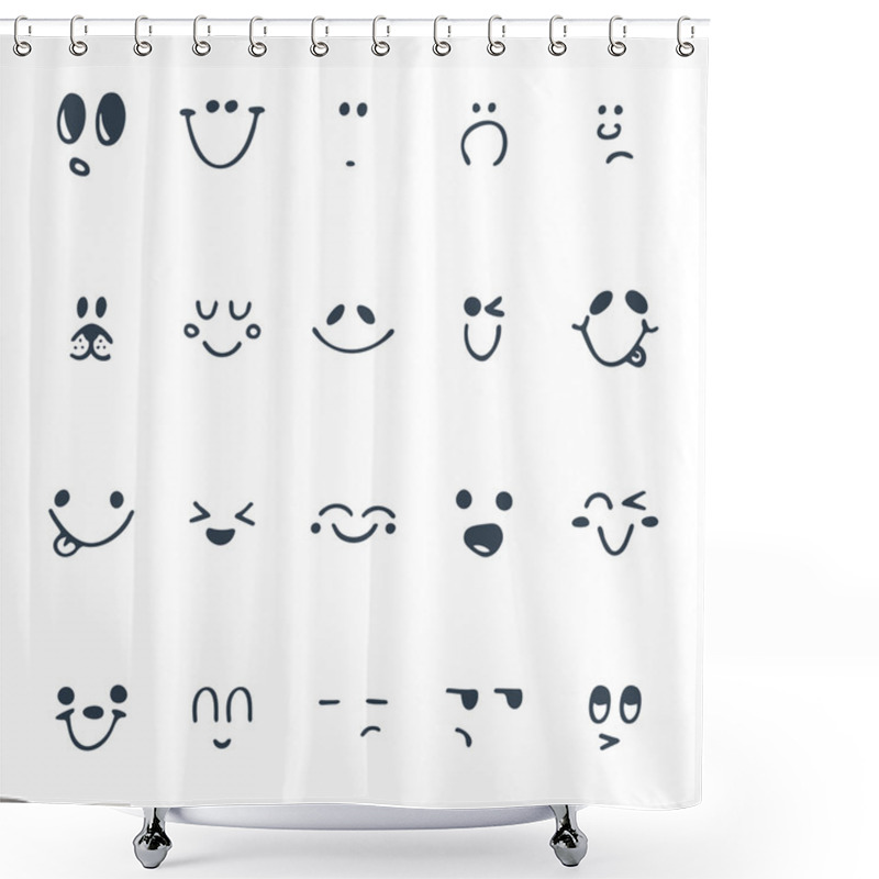 Personality  Set Of Hand Drawn Funny Faces. Happy Faces Shower Curtains