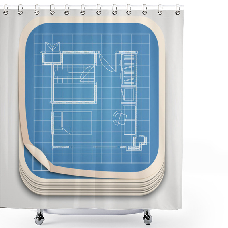 Personality  Vector Technical Drawing Icon. Shower Curtains