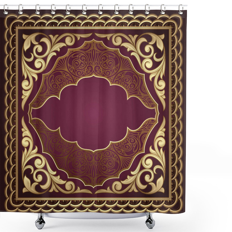 Personality  Card With Golden Ornate Decorative Design Shower Curtains