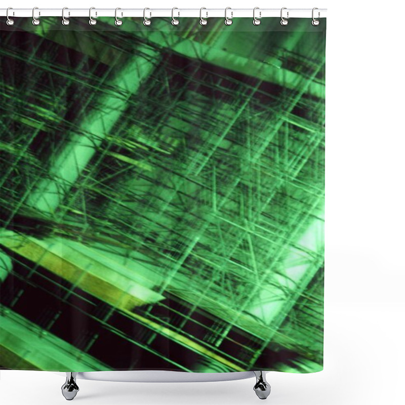 Personality  Abstract Green Steel Framework In A Modern Construction Shower Curtains