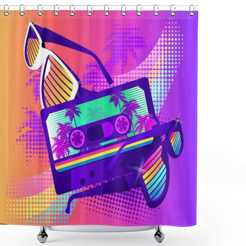 Personality  Retro Party Wave Shower Curtains