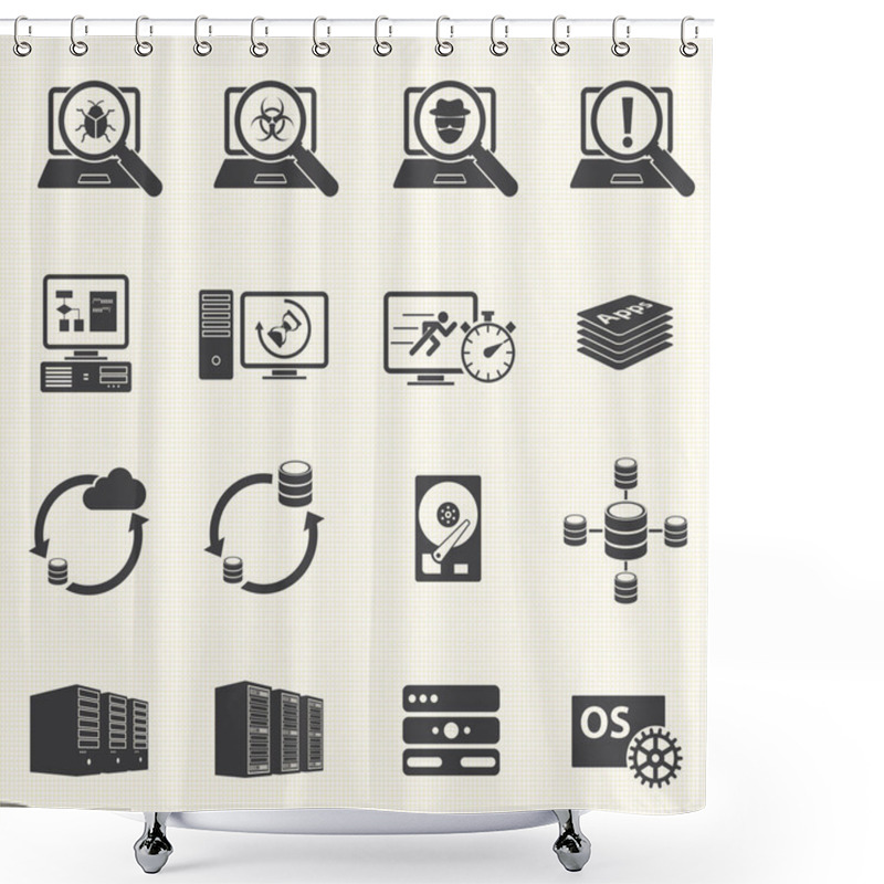 Personality  Programmer Software Development And Database Management Icons Shower Curtains