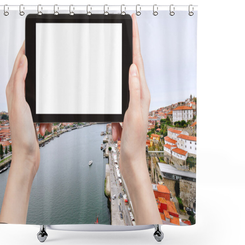 Personality  Tourist Photographs Above View Of Porto City Shower Curtains