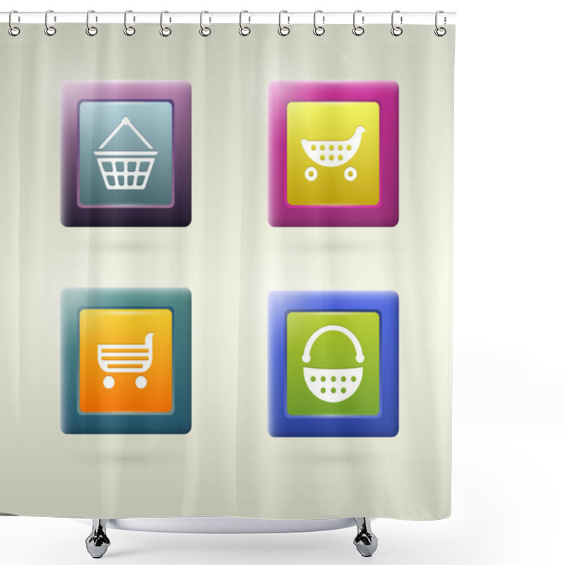 Personality  Set Of Shopping Cart Icon Variations Shower Curtains