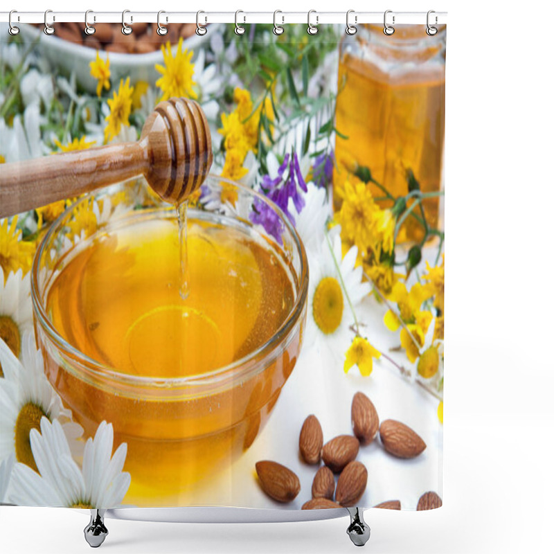 Personality  Still Life Of Fresh Honey And Flowers Shower Curtains