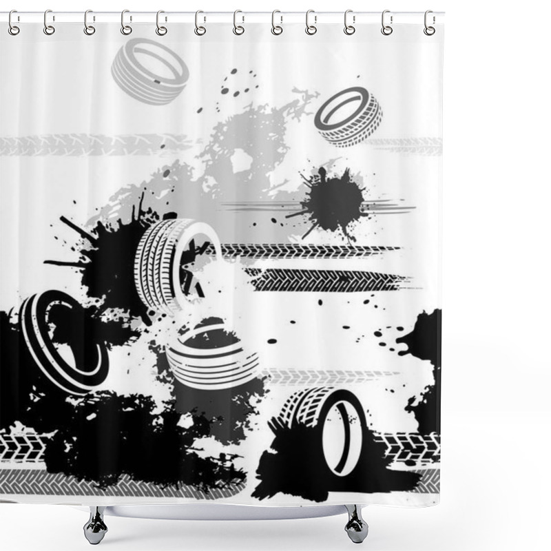 Personality  Seamless Grunge Tire Pattern Shower Curtains