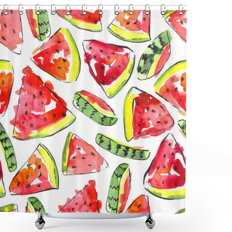 Personality  Watermelon Pattern, Fruit Summer Mood, Juicy Illustration Shower Curtains