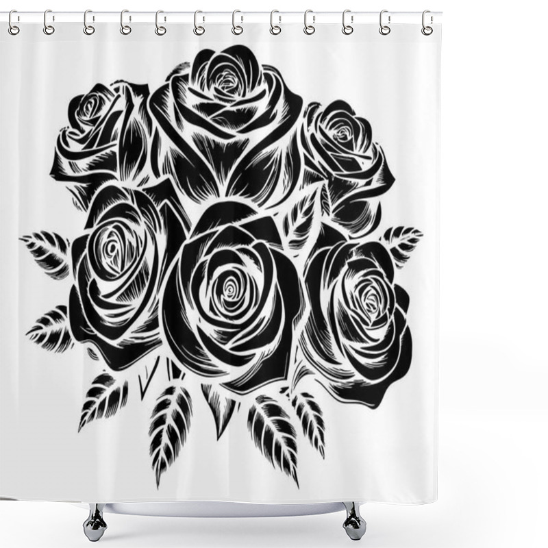 Personality  Beautiful Roses Flower Vector Design On White Background Illustration Shower Curtains