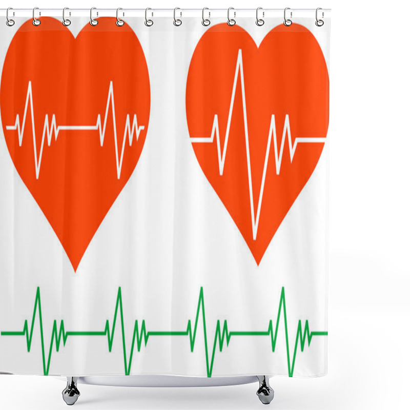 Personality  Stencils Of Cardiogram. Vector Illustration Shower Curtains