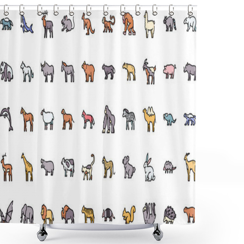 Personality  Mammal Animals Icons High-Quality Vector Icons Collection With Editable Stroke. Ideal For Professional And Creative Projects. Shower Curtains