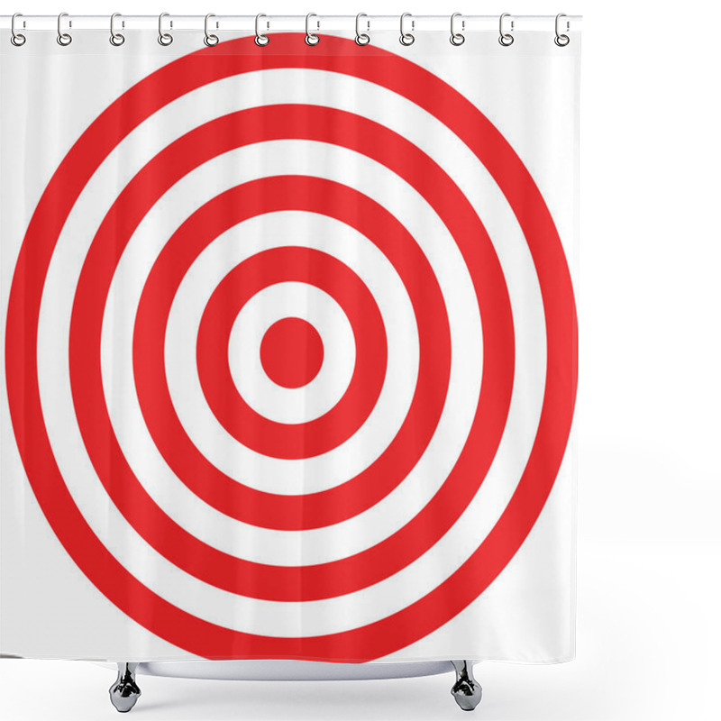 Personality  Concentric Circles Of White And Red With The Smallest Circle In The Center Colored Red Shower Curtains