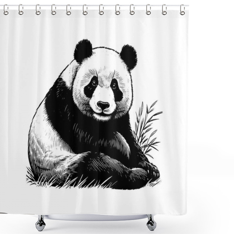 Personality  Giant Panda Hand Drawn Illustration Vector Graphic Shower Curtains