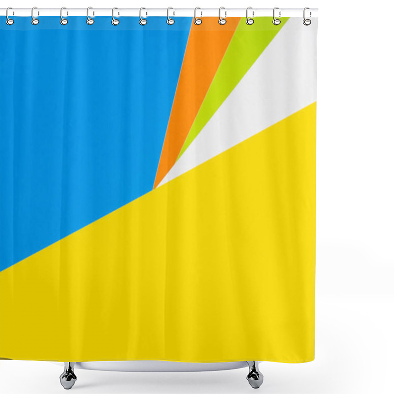 Personality  Simple Blue, Yellow, Orange, White And Green Polygonal Background Shower Curtains