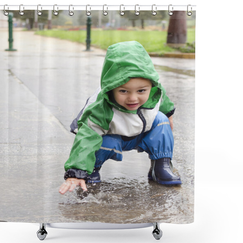 Personality  Child Playing In Puddle Shower Curtains