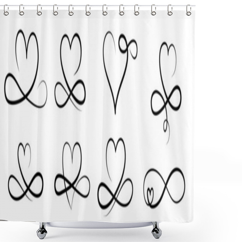 Personality  Infinity Love Symbol, Hand Drawn Valentine Heart Infinity Sign. Wedding Design Vector Elements. Shower Curtains