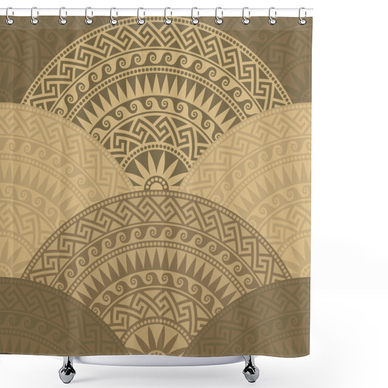 Personality  Vector Seamless Greek Round Ornament, Meander Shower Curtains