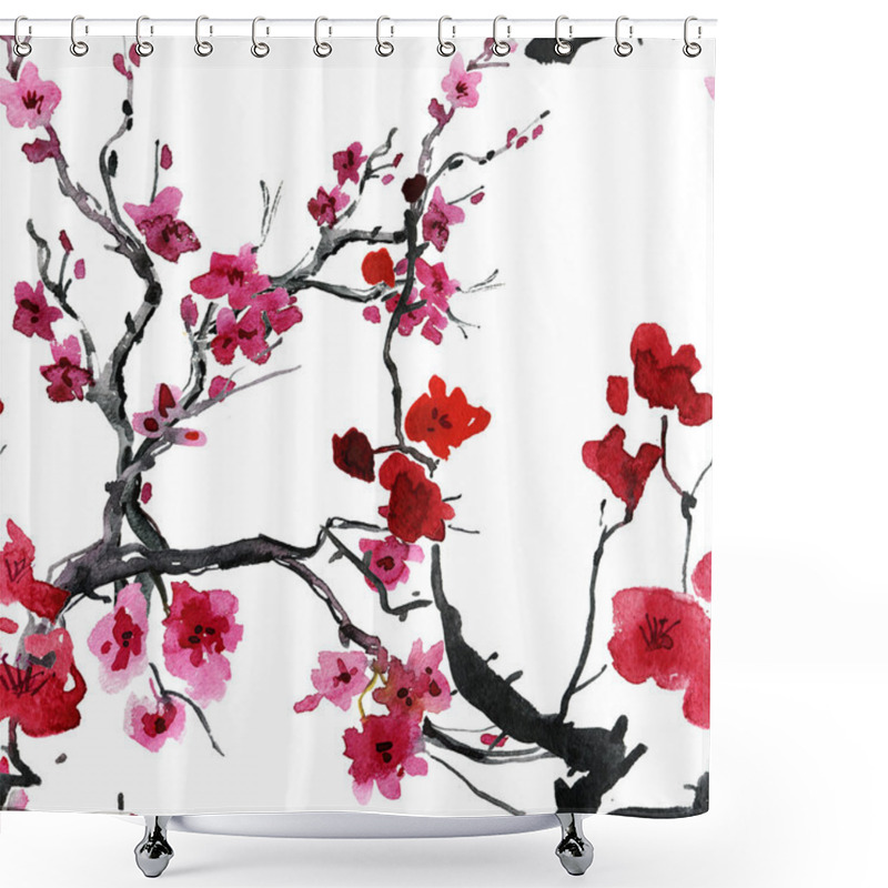 Personality  Decorative Cherry Blossoms Shower Curtains