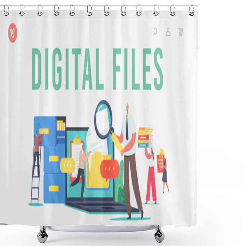 Personality  Digital Files Landing Page Template. Electronic Document Organization. Computer Data Archive Storage System, Information Shower Curtains