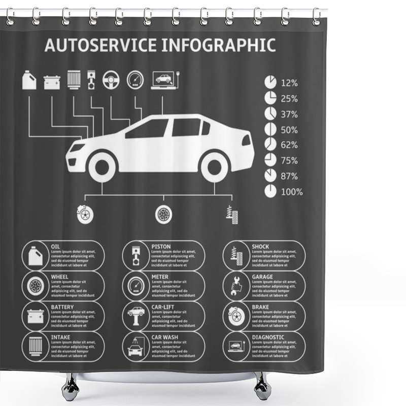 Personality  Car Auto Service Infographics Design Elements Shower Curtains