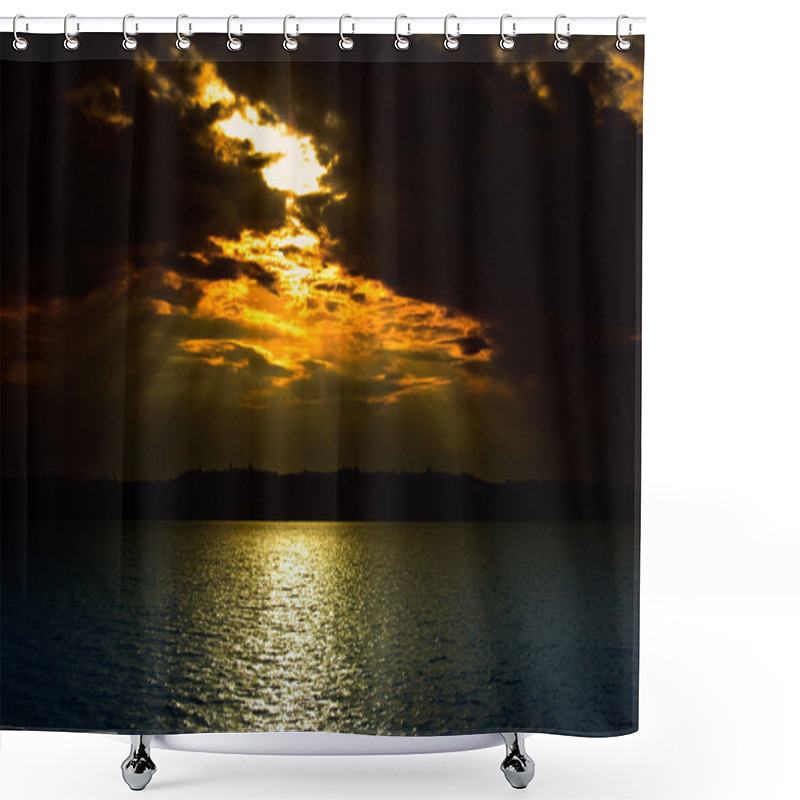 Personality  Dramatic Skies Over The Sea Surface Shower Curtains