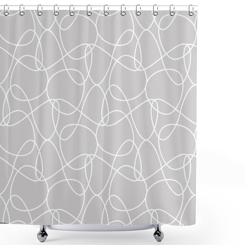 Personality  Tangled Lines Seamless Vector Pattern On Grey Shower Curtains