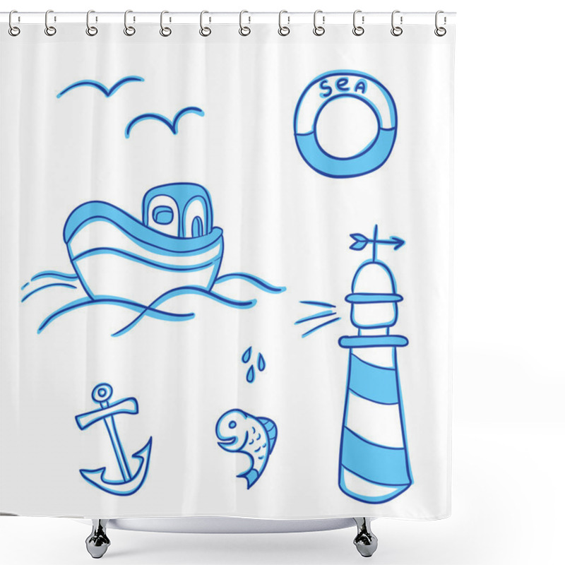 Personality  Sea Objects Set Shower Curtains