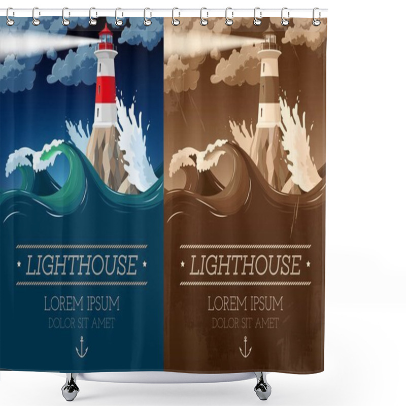 Personality  Lighthouse On The Rock Shower Curtains