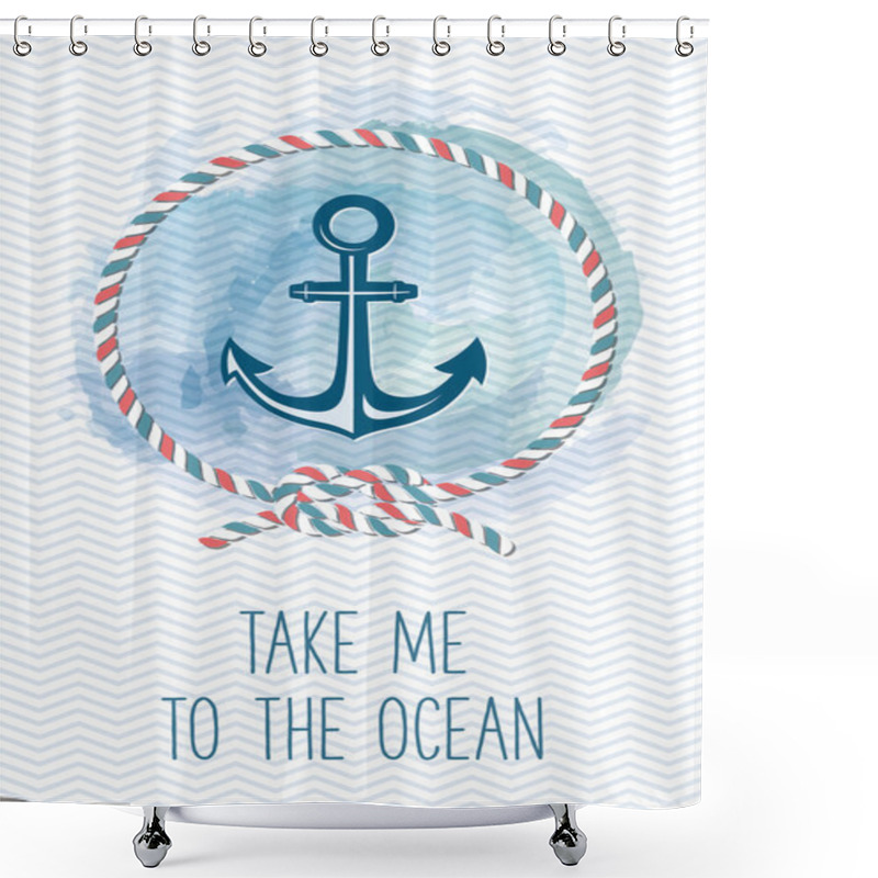 Personality  Sea Card With Anchor, Rope, Knot, Quote. Shower Curtains