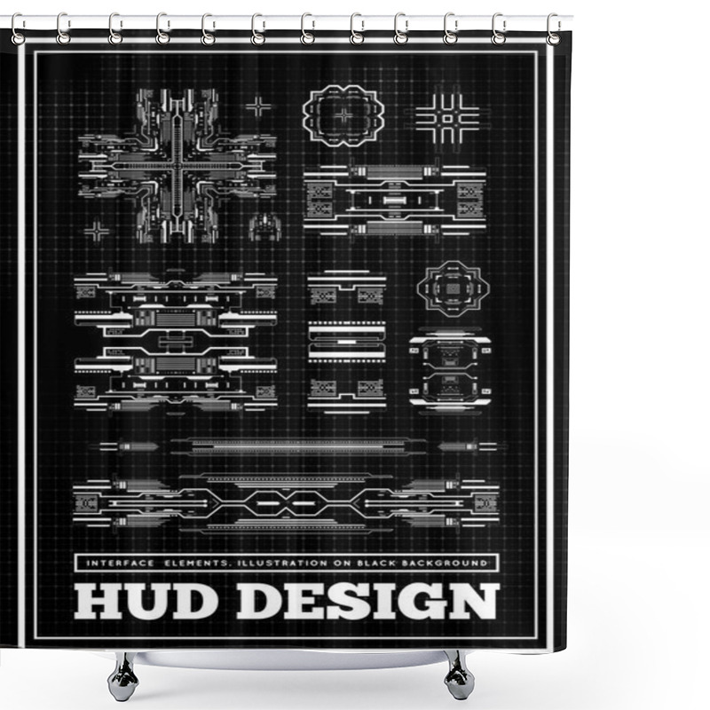 Personality  HUD Futuristic User Interface. Sci-Fi Future Technology Display Design. Business Abstract Background. Set Graphs And Charts. Infographics Elements. Mock Up Vector Template Illustration Shower Curtains