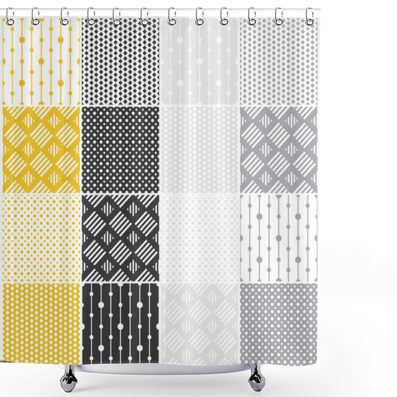 Personality  Geometric Seamless Patterns: Dots, Squares Shower Curtains