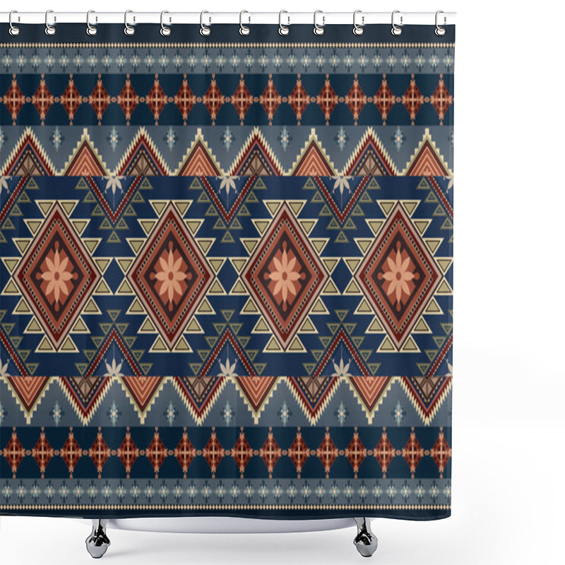 Personality  Navajo Tribal Vector Seamless Pattern. Native American Ornament. Ethnic South Western Decor Style. Boho Geometric Ornament. Vector Seamless Pattern. Mexican Blanket, Rug. Woven Carpet Illustration. Shower Curtains