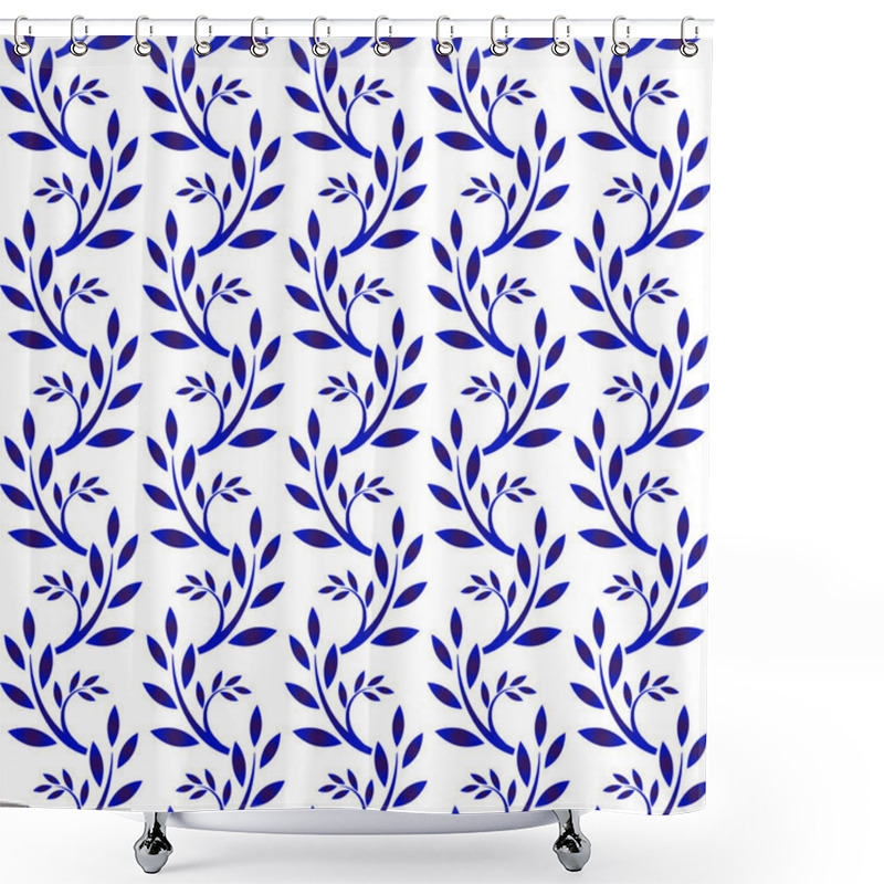 Personality  Porcelain Pattern With Leaves Shower Curtains