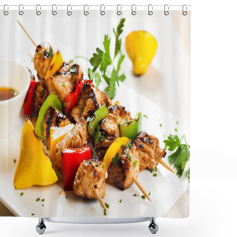 Personality  Meat And Vegetable Kebabs Shower Curtains