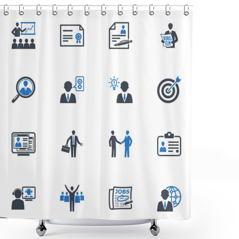 Personality  Employment And Business Icons - Blue Series Shower Curtains