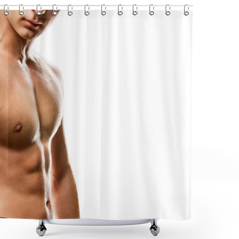 Personality  Naked Man's Chest On White Background Shower Curtains