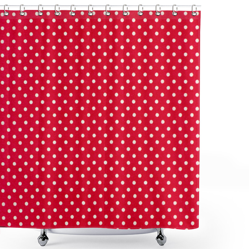 Personality  Image Of Red Fabric With White Polka Dots Shower Curtains