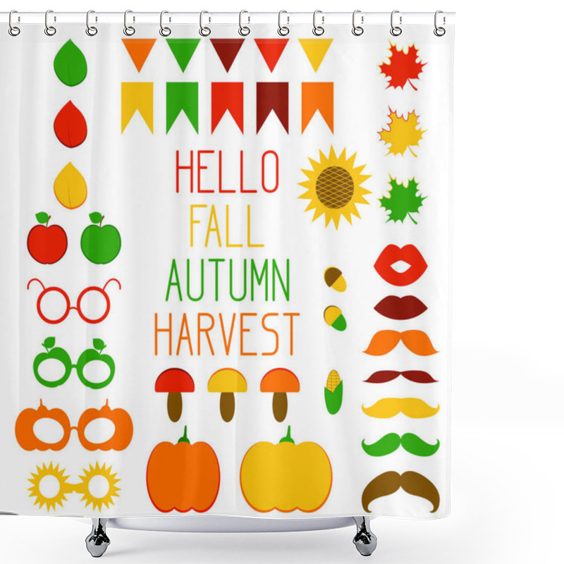 Personality  Photo Booth Props. Fall, Autumn, Harvest. Vector Design Elements For Print Shower Curtains