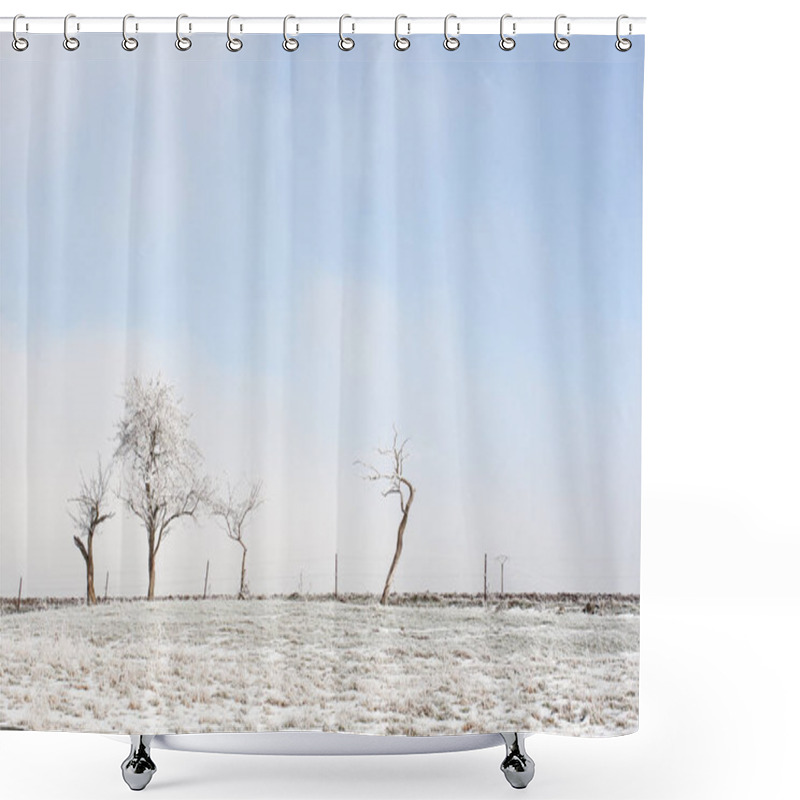 Personality  Bare Tree On The Fields, Covered By Snow, Lorraine France Shower Curtains