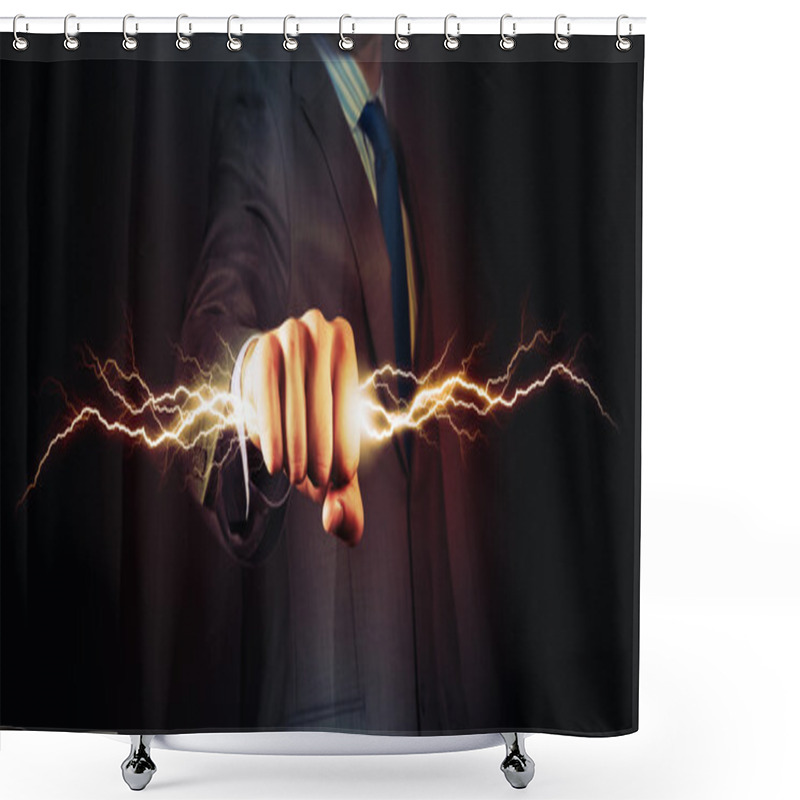 Personality  Power In Hands Shower Curtains