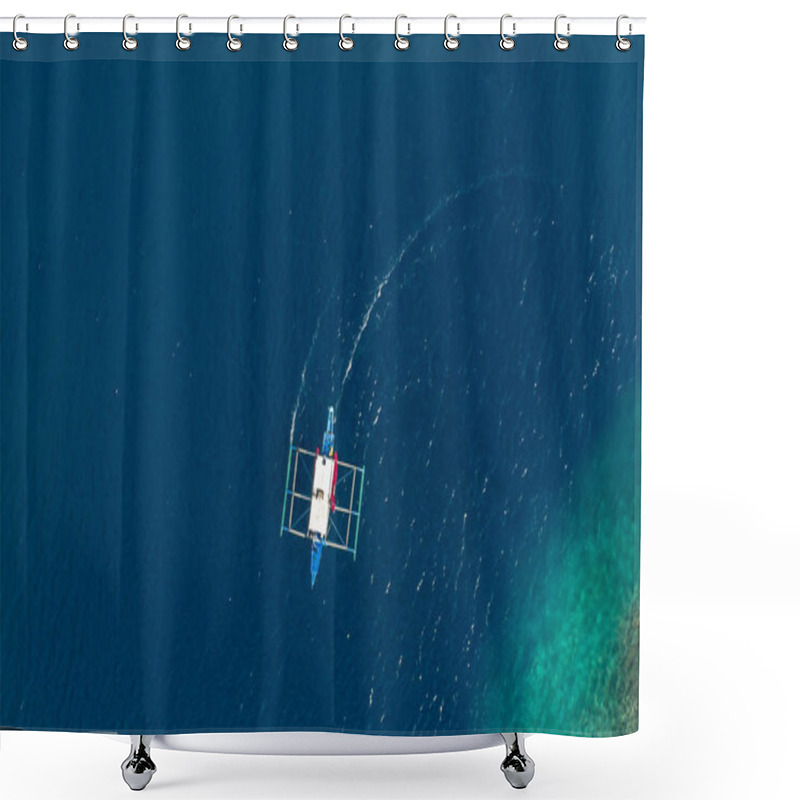 Personality  Aerial View Of Boat In Blue Water Near Palawan, Philippines Shower Curtains