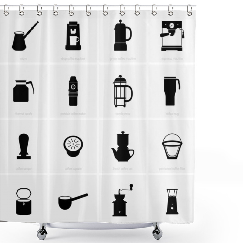 Personality  Set Of Coffee Utensils Shower Curtains