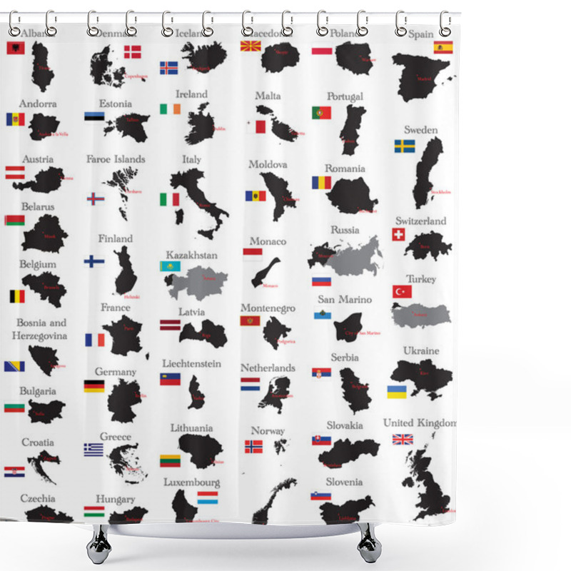 Personality  Countries Of Europe Shower Curtains