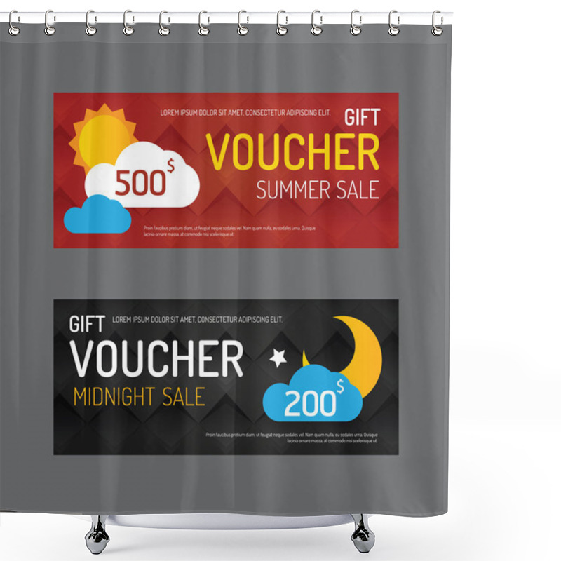 Personality  Vector Gift Voucher Coupon Template Design. Paper Label Frame Shower Curtains