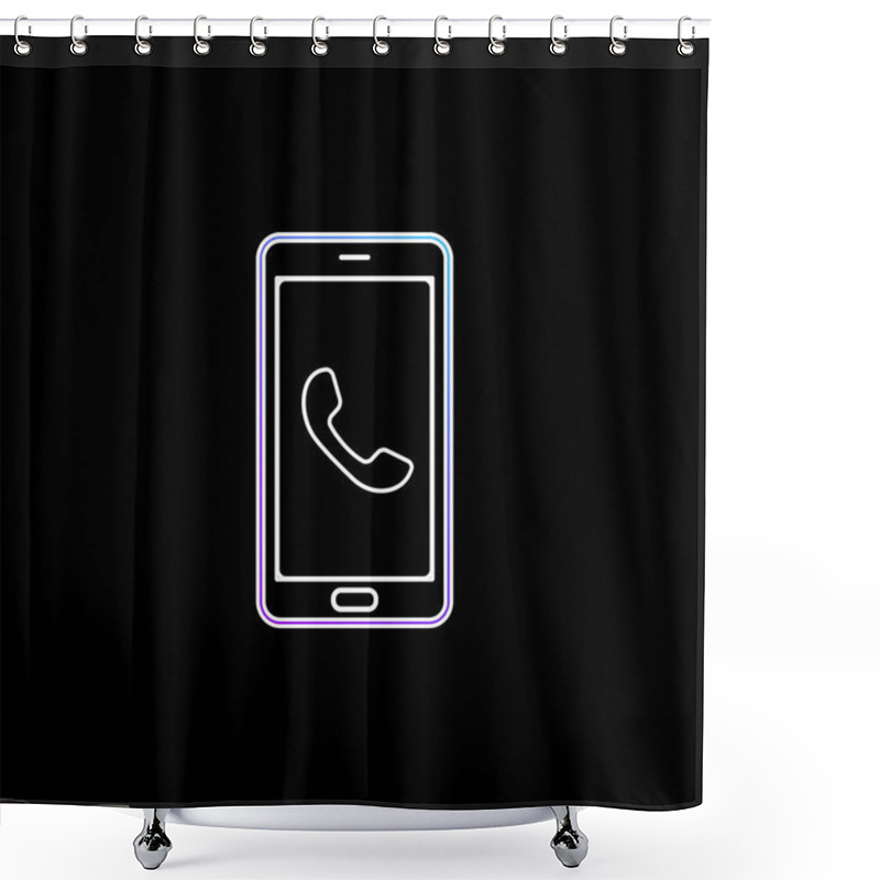 Personality  Auricular On Phone Screen Blue Gradient Vector Icon Shower Curtains